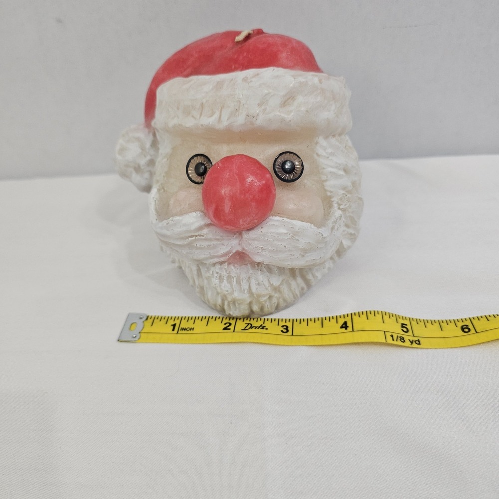 Vintage Candelier Gatlinburg TN Santa Head Wax Candle Handmade Christmas 5x5"